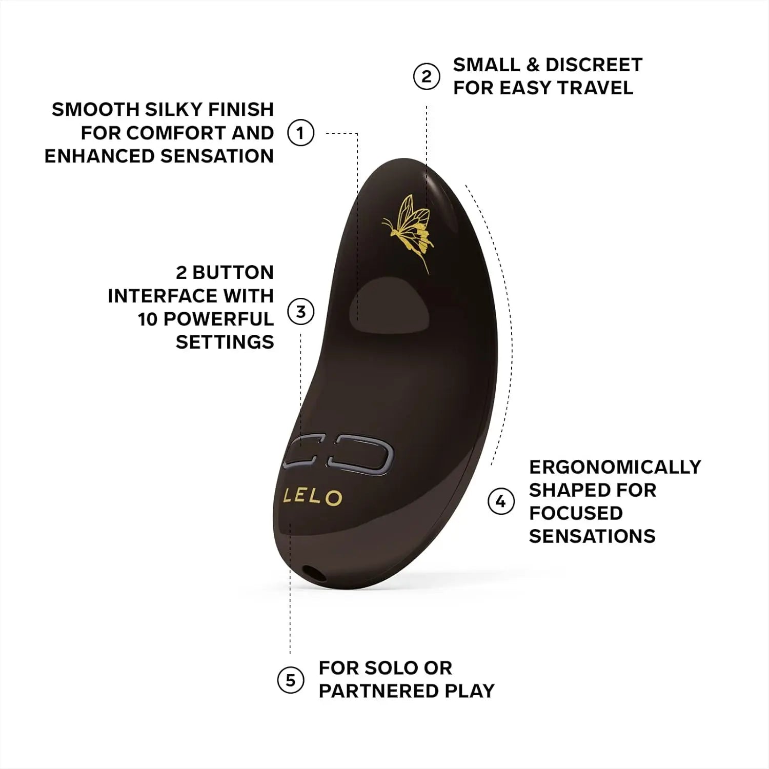 Lelo Nea 3 Discreet Vibrator Sex Toy for Women or Couples Pitch Black  Clitoral Stimulators