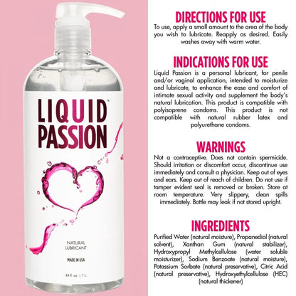 Liquid Passion Natural Lubricant - 34oz Water Based Lube  Lubes, Lotions and Accessories