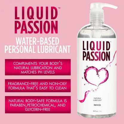Liquid Passion Natural Lubricant - 34oz Water Based Lube  Lubes, Lotions and Accessories