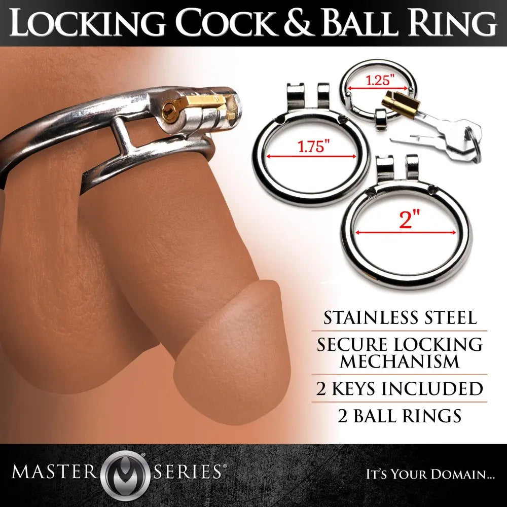 Locking Cock and Ball Ring Male Chastity CBT BDSM  Chastity