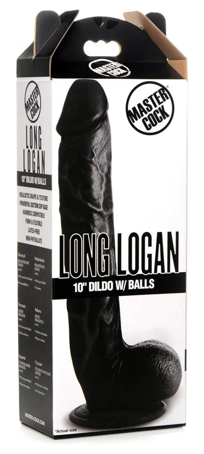 Long Logan 10 Inch Huge Dildo with Balls - Black Dildo Sex Toy  Huge Dildos