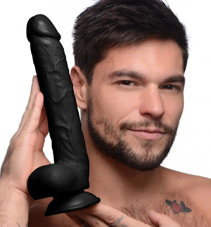 Long Logan 10 Inch Huge Dildo with Balls - Black Dildo Sex Toy  Huge Dildos