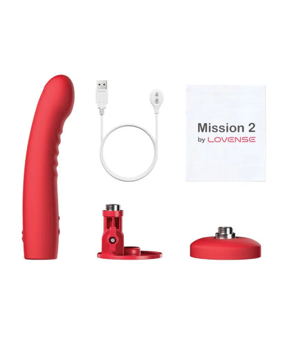 Lovense Mission 2 Bluetooth Suction Cup Dildo Sex Toy Touch-Sensitive Tech - Red  Suction Cup Dildos