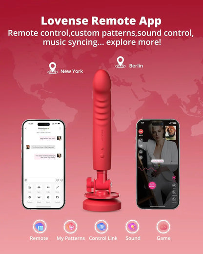 Lovense Mission 2 Bluetooth Suction Cup Dildo Sex Toy Touch-Sensitive Tech - Red  Suction Cup Dildos