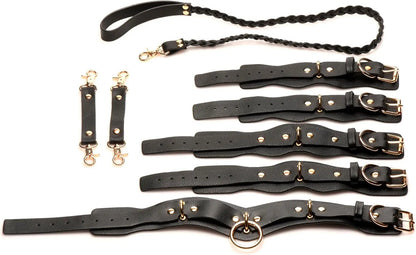 Lover's Restraints Set - Bondage Kit - Black Faux Leather  Bondage Kits