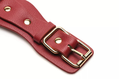 Lover's Restraints Set Bondage Kit with Cuffs, Collar and Leash - Red Faux Leather  Bondage Kits