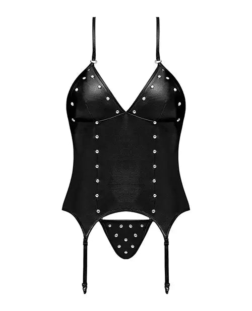 Lust Fetish Madame Black L/XL Faux Leather Lingerie  Lingerie - Fetish Wear