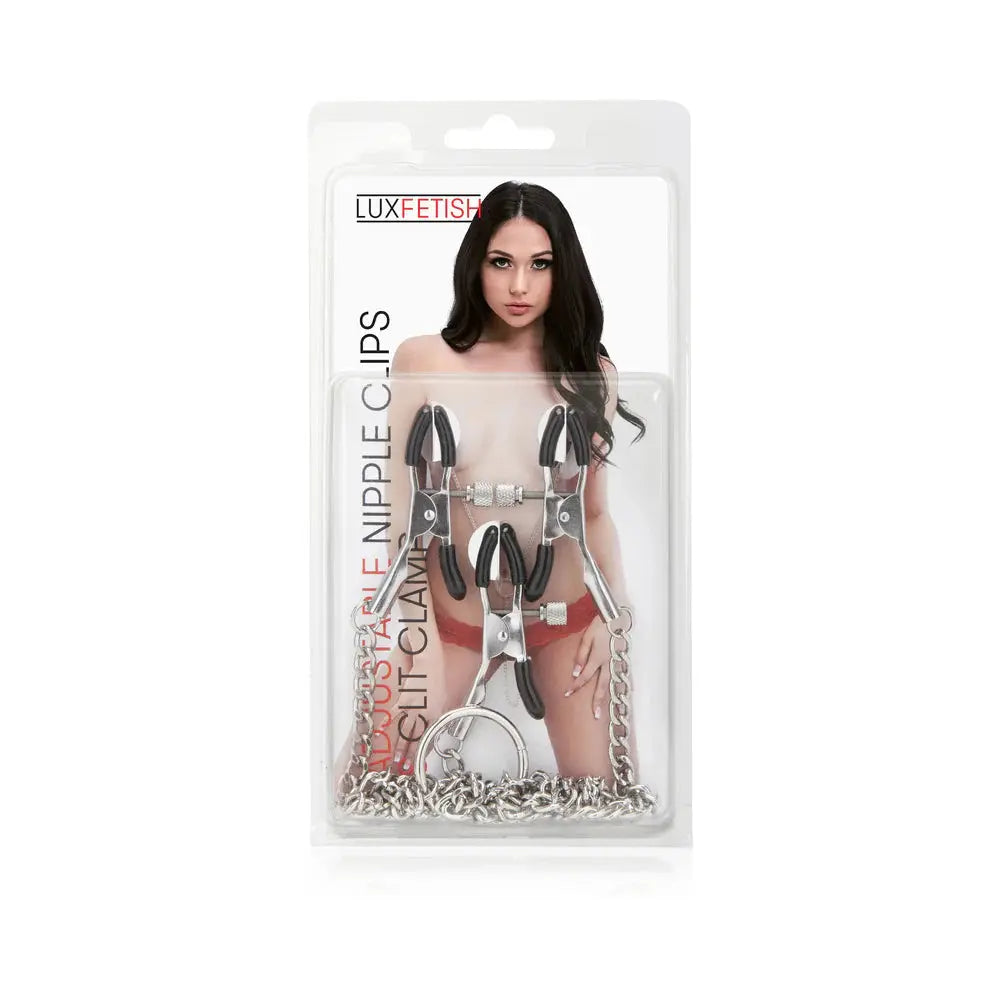 Lux Fetish Adjustable Nipple Clips and Clit Clamp  Nipple and Clit Toys