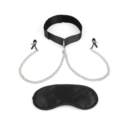 Lux Fetish BDSM Collar and Nipple Clamps with Adjustable Pressure  Bondage Kits