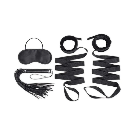 Lux Fetish Bondage Bed Restraint Strap and Flogger 4-Piece BDSM Kit  Bondage Kits