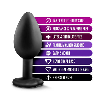 Luxe 3-Piece Bling Butt Plug Anal Training Kit with Wide Gem Base Black  Anal Training