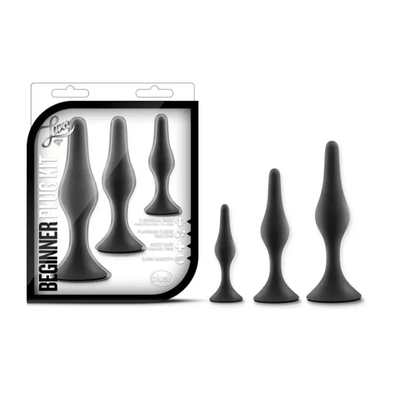 Luxe 3-Piece Silicone Beginner Plug Kit Black  Anal - Kits