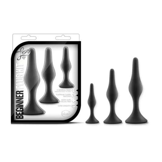 Luxe 3-Piece Silicone Beginner Plug Kit Black  Anal - Kits