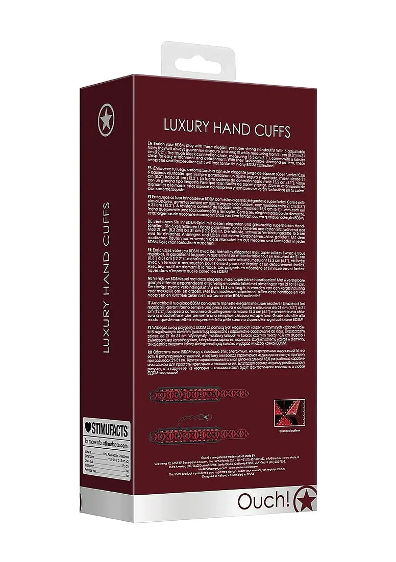 Luxury Adjustable Handcuffs Burgundy Sex Handcuffs  Restraints and Cuffs