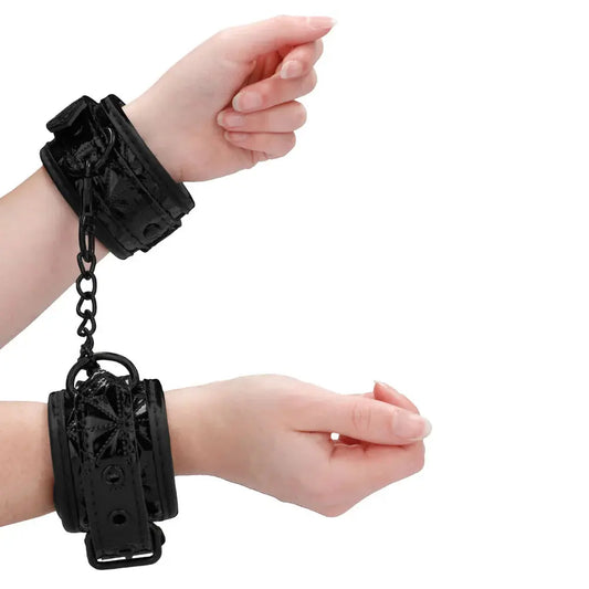 Luxury Adjustable Sex Handcuffs Black Faux Leather Bondage Cuffs  Fetish - Cuffs & Restraints