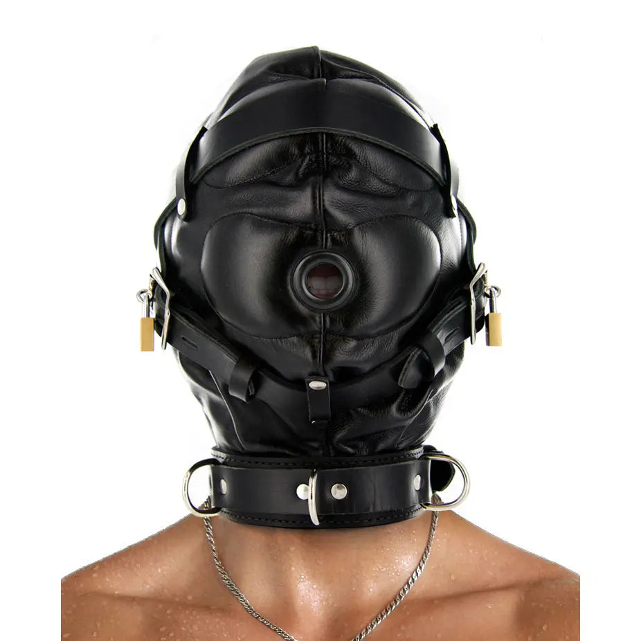 Luxury Bondage Hood Strict Leather Sensory Deprivation Hood - SM  Luxury Leather