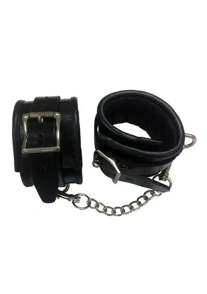 Luxury Leather Ankle Cuffs - Rouge Padded Ankle Cuffs Black  Restraints and Cuffs