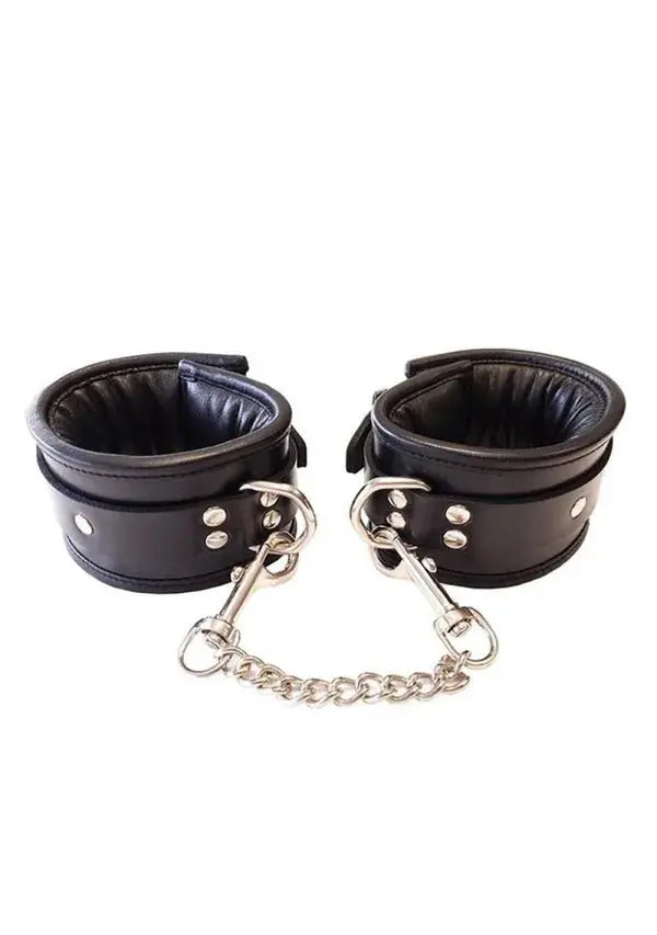 Luxury Leather Ankle Cuffs - Rouge Padded Ankle Cuffs Black  Restraints and Cuffs