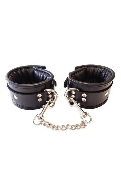 Luxury Leather Ankle Cuffs - Rouge Padded Ankle Cuffs Black  Restraints and Cuffs
