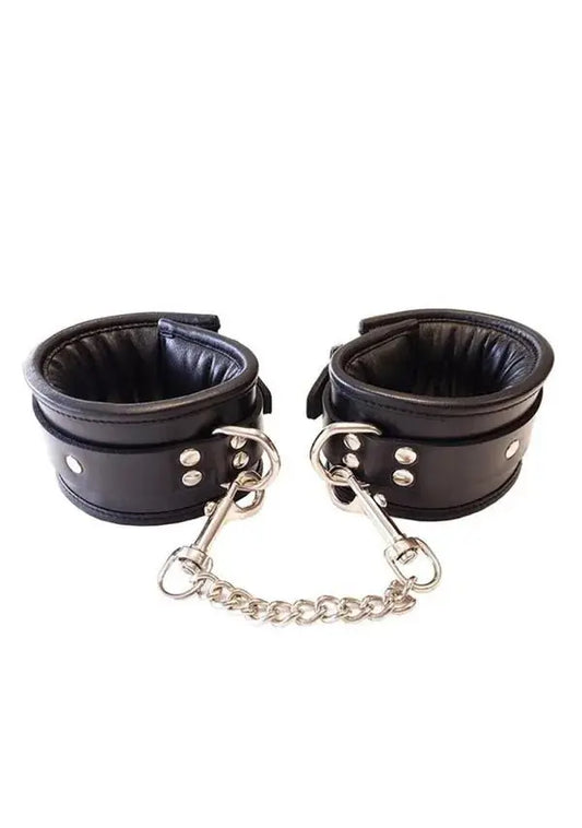 Luxury Leather Ankle Cuffs - Rouge Padded Ankle Cuffs Black  Restraints and Cuffs