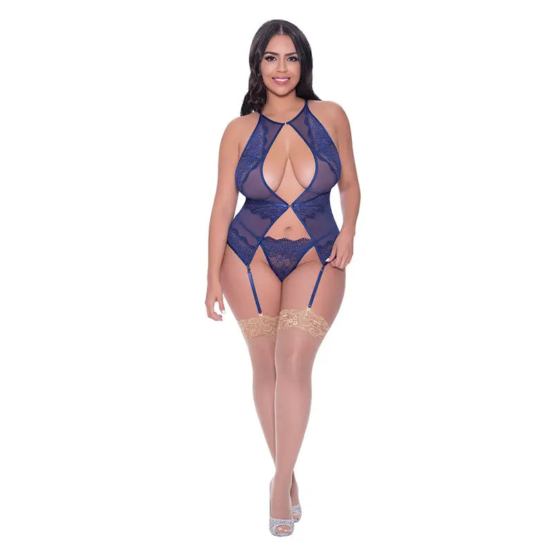 Magic Silk Berrylicious Basque & G-String Set Blueberry Queen Size  Lingerie - Corsets