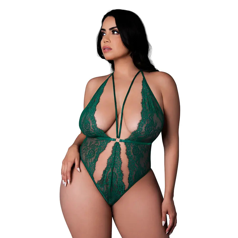 Magic Silk Evermore Plunge Teddy Emerald Queen Size  Lingerie - Baby dolls Chemises etc