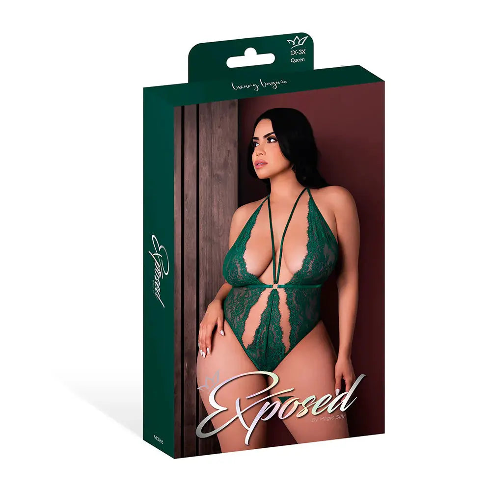 Magic Silk Evermore Plunge Teddy Emerald Queen Size  Lingerie - Baby dolls Chemises etc