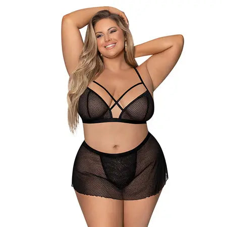 Magic Silk Girl Next Door Bralette With Skirt Black Queen Size  Lingerie - Bra and Panty sets