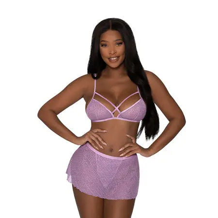 Magic Silk Girl Next Door Bralette With Skirt Lilac S/M  Lingerie - Bra and Panty sets