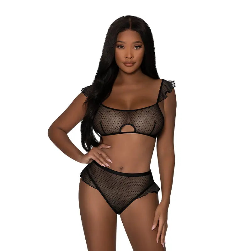 Magic Silk Girl Next Door Bralette & Panty Black L/XL  Lingerie - Bra and Panty sets