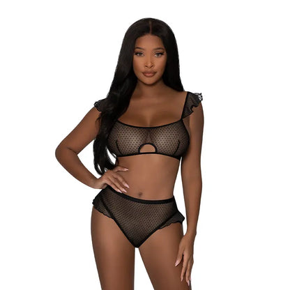 Magic Silk Girl Next Door Bralette & Panty Black S/M  Lingerie - Bra and Panty sets