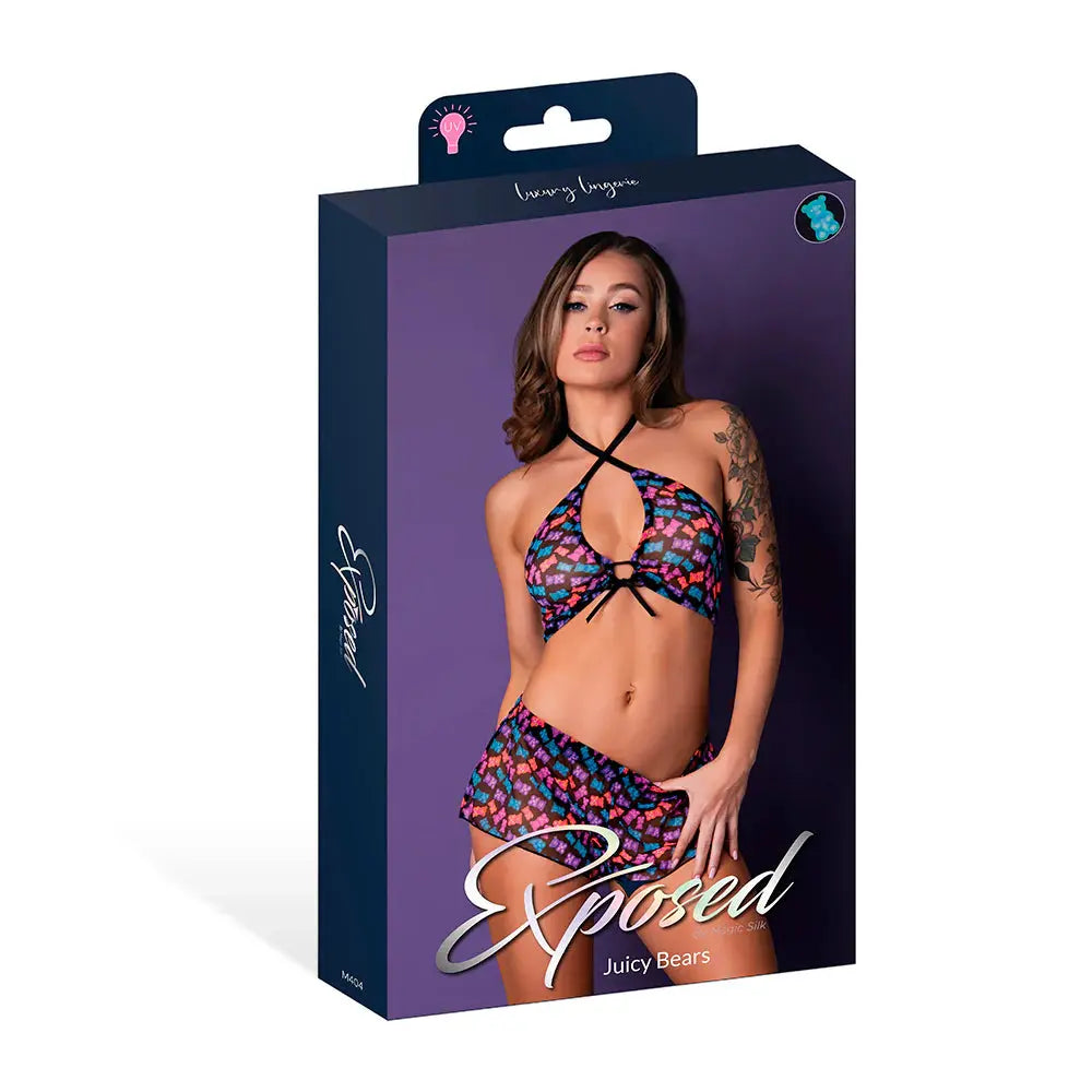 Magic Silk Hazy Dayz Halter Top & Hot Short Set Gummy Bears S / M  Lingerie - Loungewear for Women