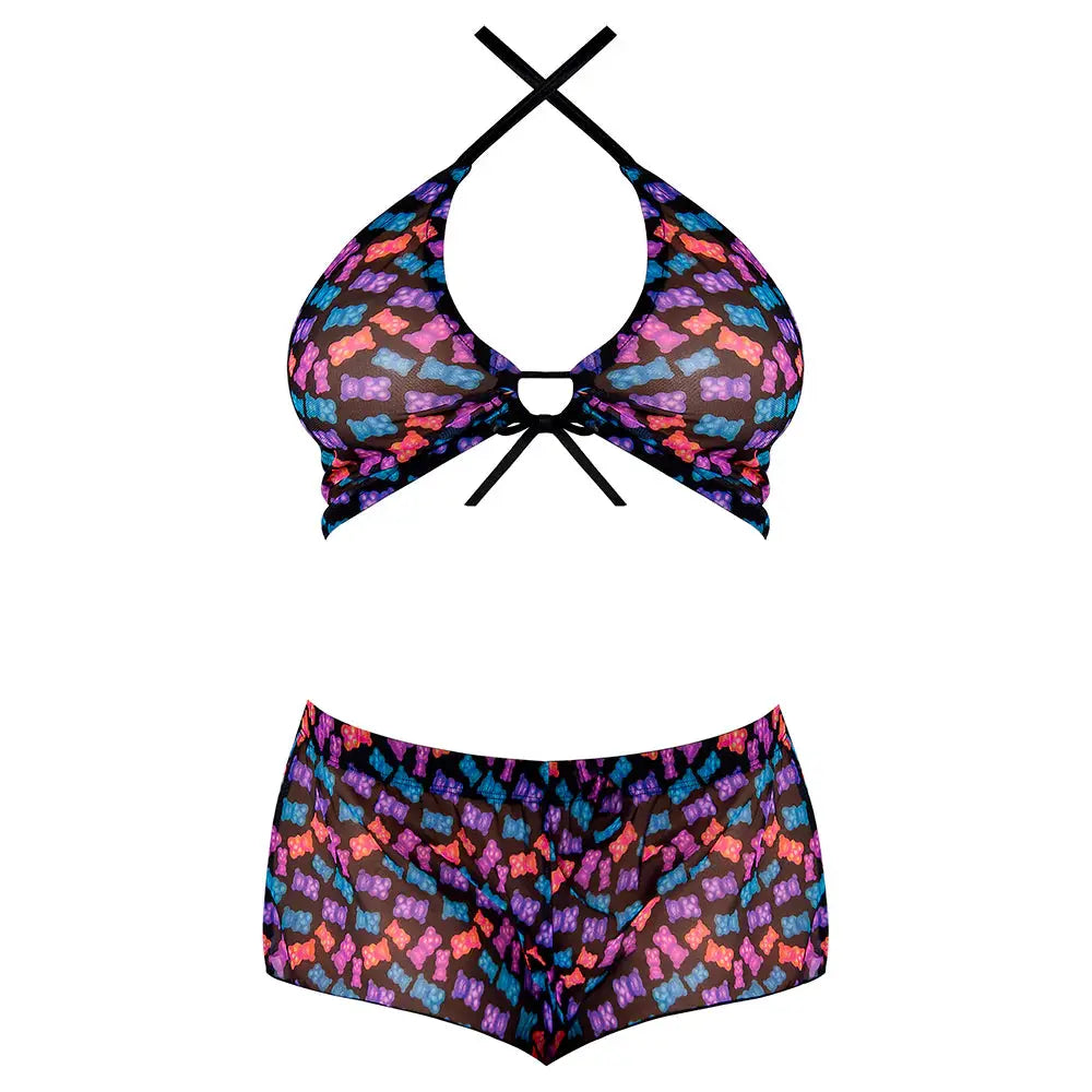 Magic Silk Hazy Dayz Halter Top & Hot Short Set Gummy Bears S / M  Lingerie - Loungewear for Women
