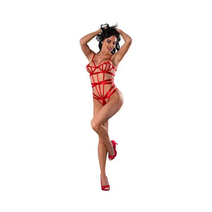 Magic Silk Holidaze Open Strap Teddy Red S/M  Lingerie - Baby dolls Chemises etc