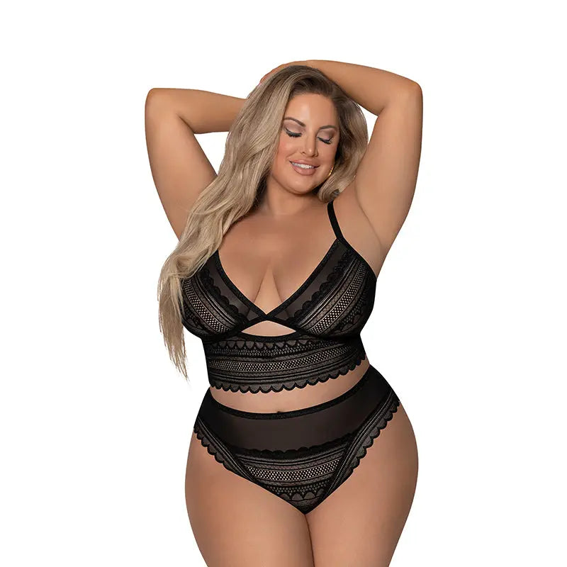 Magic Silk Modern Romance Bralette & Hipster Black Queen Size  Lingerie - Bra and Panty sets