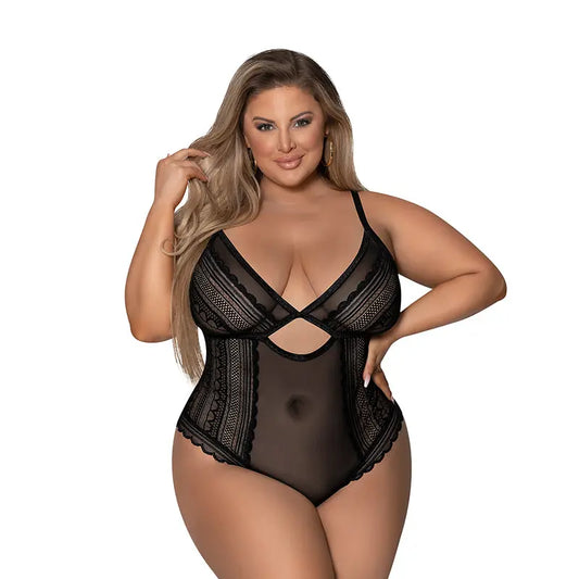 Magic Silk Modern Romance Cheeky Teddy Black Queen Size  Lingerie - Body Stockings