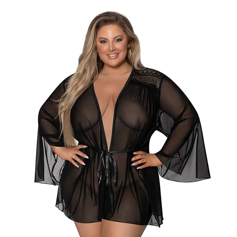 Magic Silk Modern Romance Short Robe Black Queen Size  Lingerie - Loungewear for Women