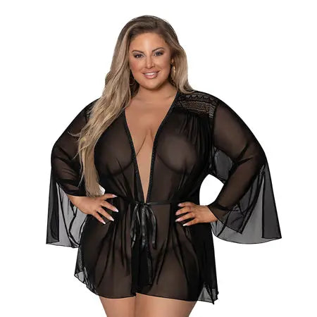 Magic Silk Modern Romance Short Robe Black Queen Size  Lingerie - Loungewear for Women
