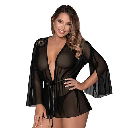 Magic Silk Modern Romance Short Robe Black S/M  Lingerie - Loungewear for Women
