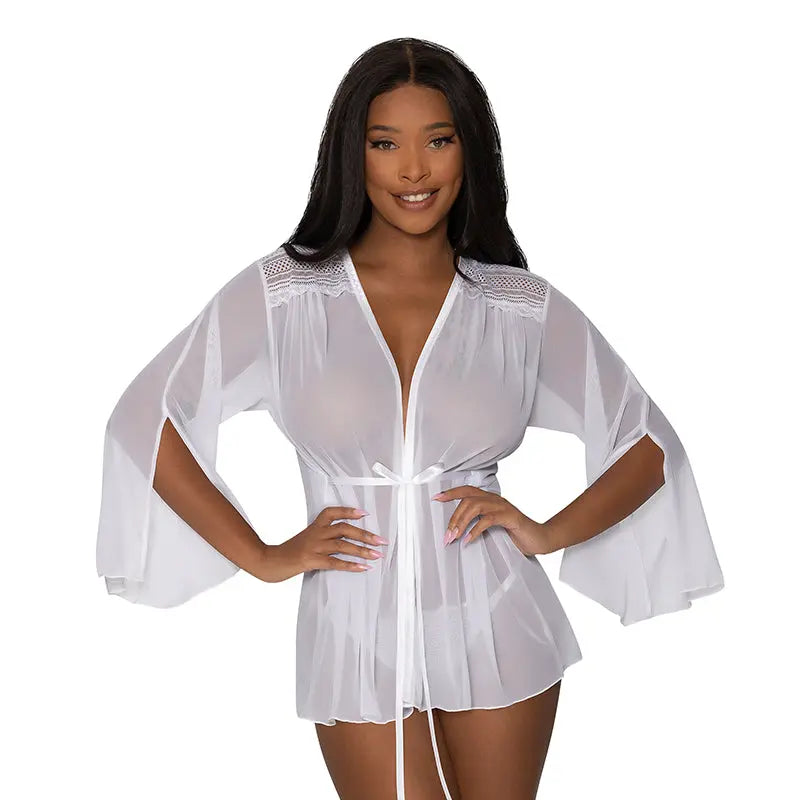 Magic Silk Modern Romance Short Robe White S/M  Lingerie - Loungewear for Women