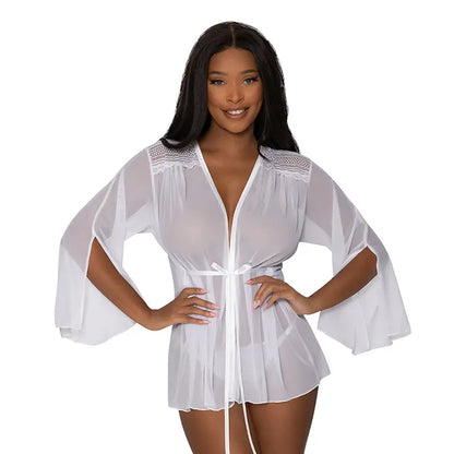 Magic Silk Modern Romance Short Robe White S/M  Lingerie - Loungewear for Women