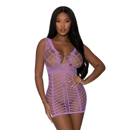 Magic Silk Seamless Net Patterned Dress Lavender O/S  Lingerie - Dresses