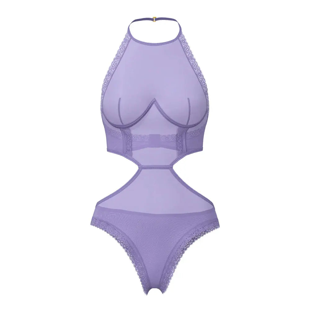 Magic Silk Sheer Passion Halter Teddy Very Peri L/XL  Lingerie - Baby dolls Chemises etc