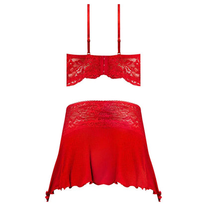 Magic Silk Sugar High Bralette, Cincher Skirt & Thong Set Red L/XL  Lingerie - Bra and Panty sets