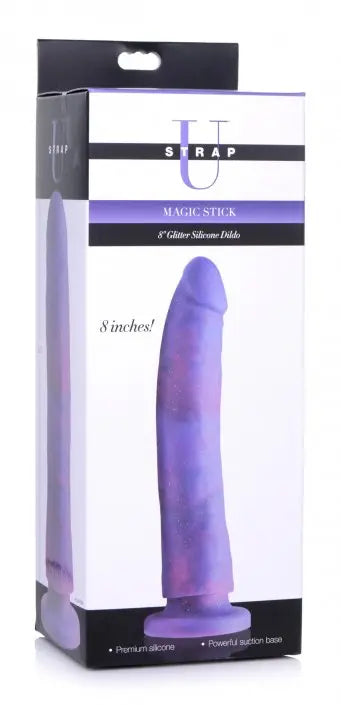 Magic Stick Glitter Silicone Dildo Sex Toy with Suction Cup Harness Compatible - 8 Inch  Strap-on Dildo