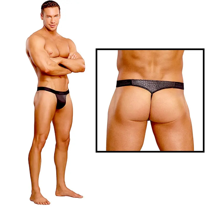 Male Power Cobra Micro V Thong Small/Medium (Black)  Men - Underwear