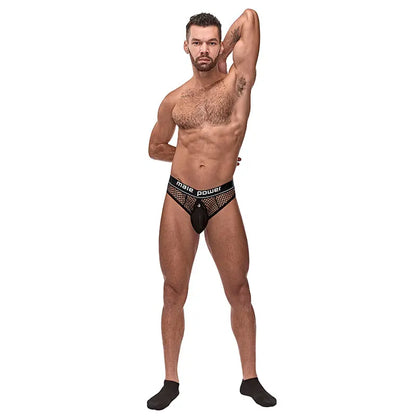 Male Power Cock Pit Net Cock Ring Thong Blk LX  Men - Underwear