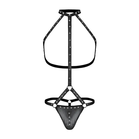 Male Power Fetish Gladiator High-Neck Strappy Body Harness Black L/XL  Men - Underwear