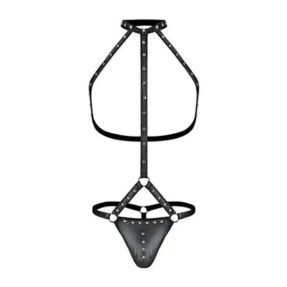 Male Power Fetish Gladiator High-Neck Strappy Body Harness Black L/XL  Men - Underwear