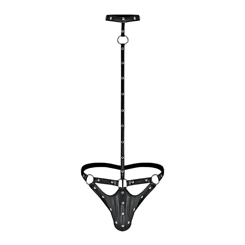 Male Power Fetish Tormentor Choker G-String Body Harness Black L/XL  Men - Underwear